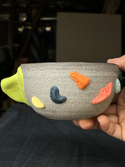 Wide Latte Cup - Granite with Hold Handle - Handsculpted