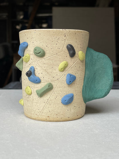 V-shape Cup - Buff Speckled with Hold Handle - Handsculpted
