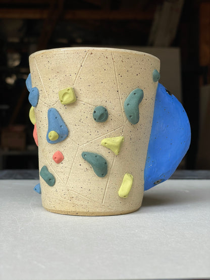 V-shape Cup - Buff Speckled with Hold Handle - Handsculpted