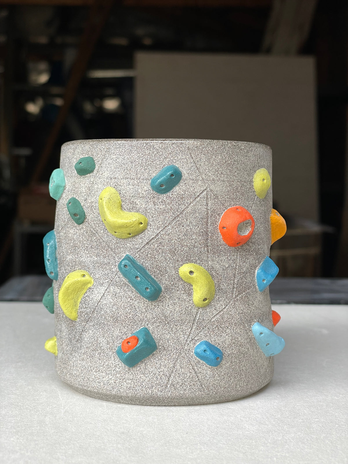 MUTED BLUE Hold Handle - Granite Climbing Cup -Handsculpted