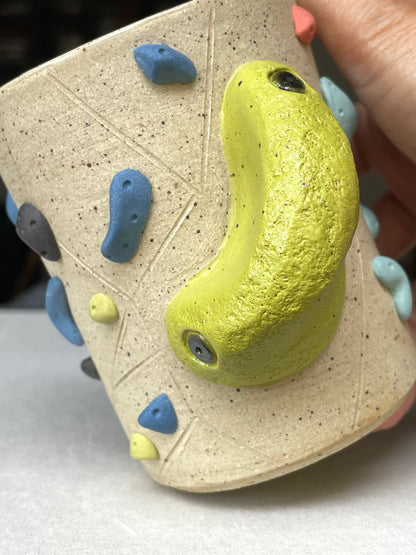 V-shape Cup - Buff Speckled with Hold Handle - Handsculpted