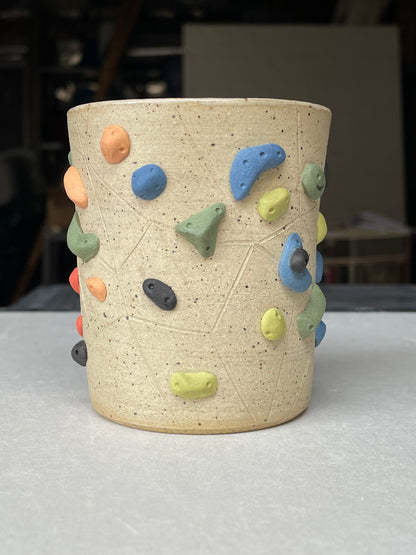 V-shape Cup - Buff Speckled with Hold Handle - Handsculpted