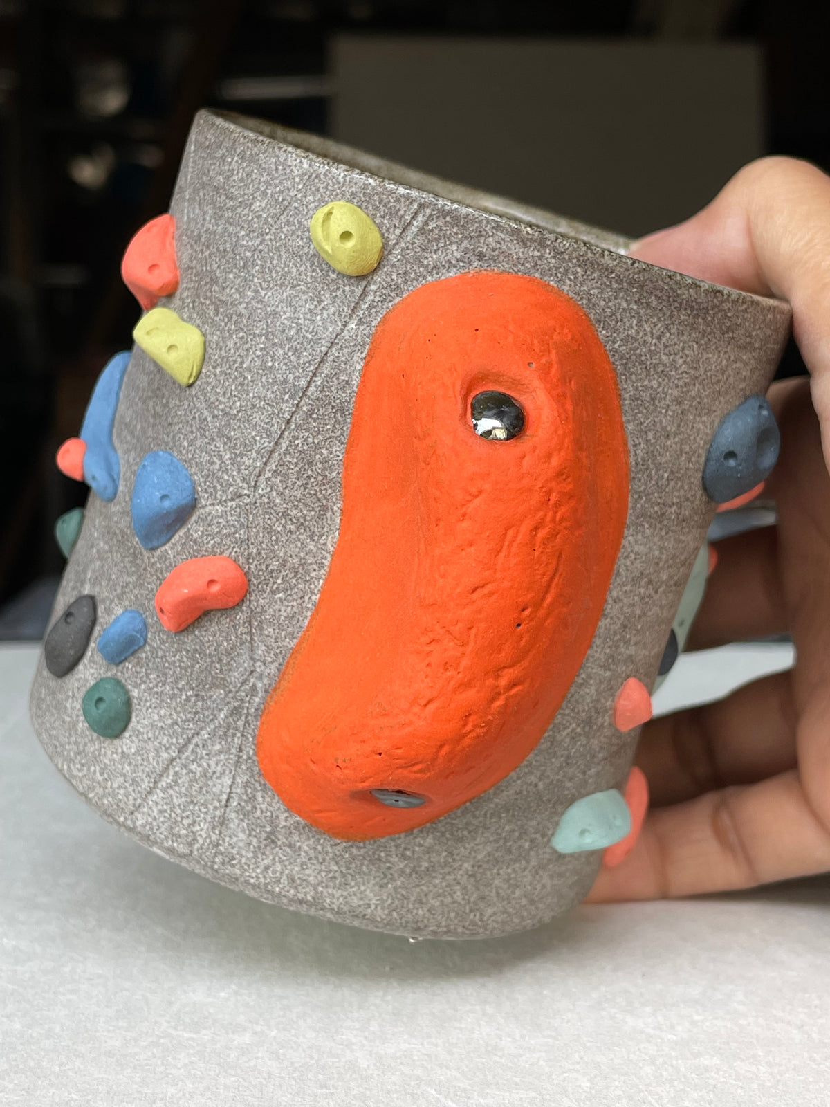 Granite Climbing Cup - LIME/RED/BLACK handle & other colors - Handsculpted