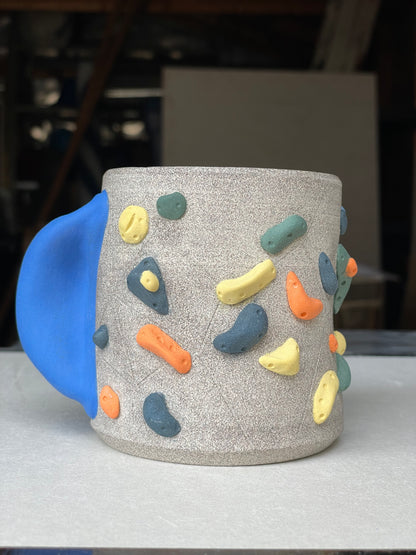 BRIGHT BLUE Hold Handle - Granite Climbing Cup- Handsculpted