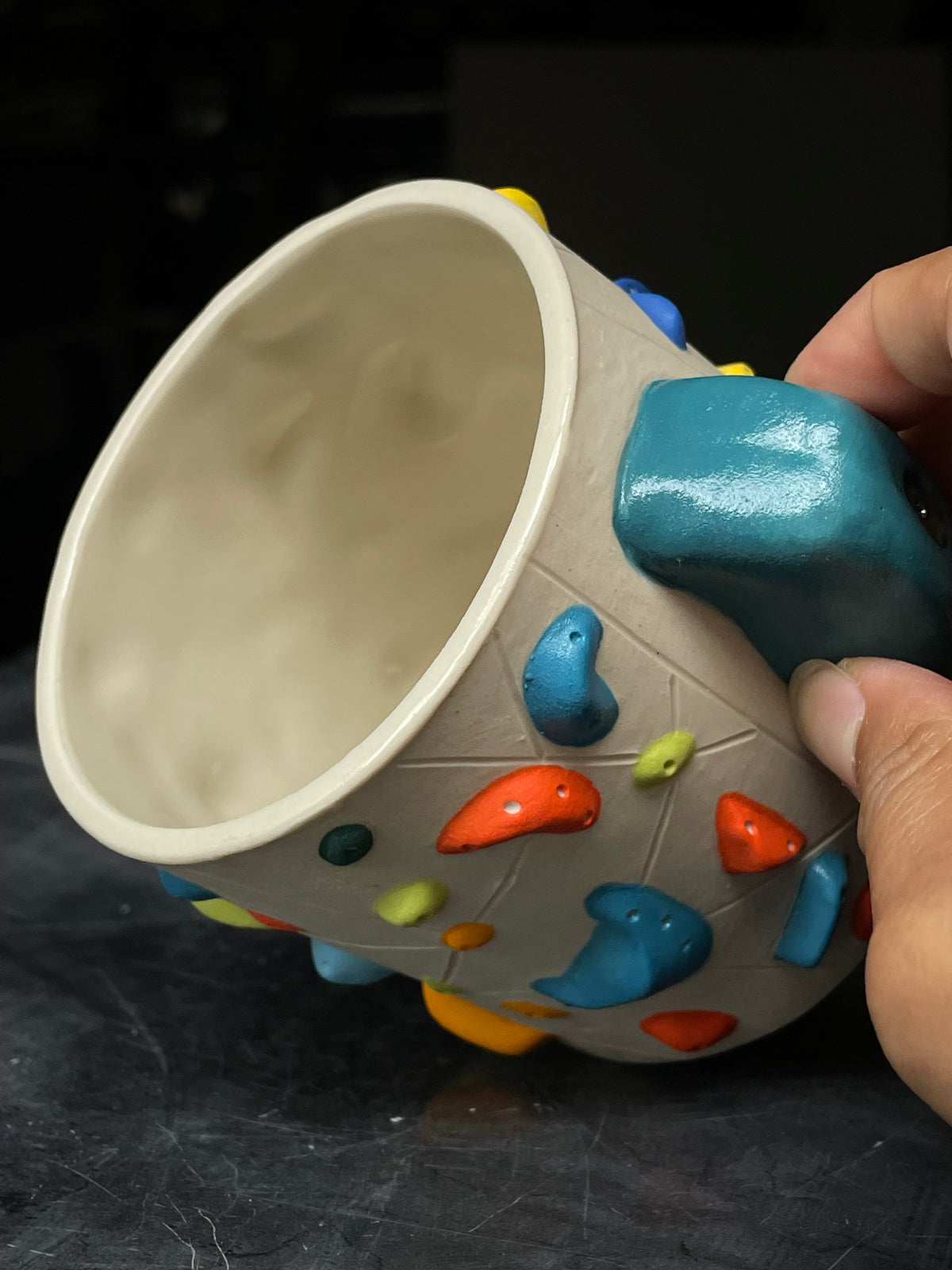 White Climbing Cup with Hold Handle - SAMPLES