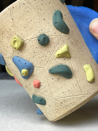 V-shape Cup - Buff Speckled with Hold Handle - Handsculpted