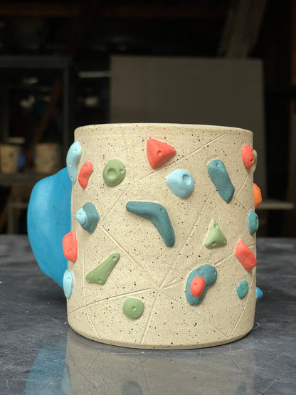 ORIG ALL - Buff Speckled Climbing Cup with Hold Handle - Handsculpted