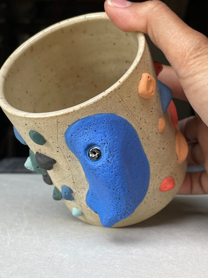 Straight Wall Cup - Buff Speckled with Hold Handle - Handsculpted