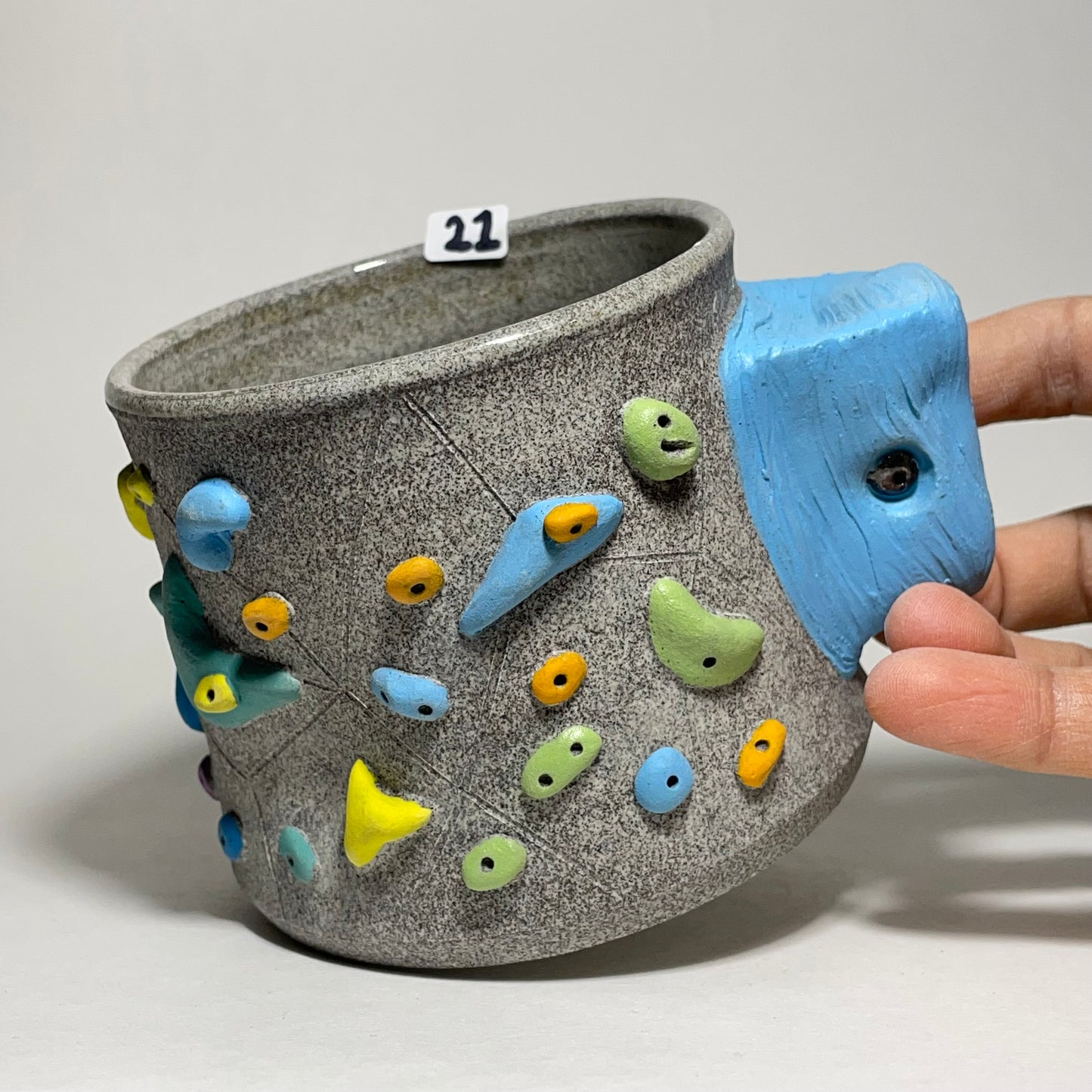 Climbing Cup - Hold Handle - Granite Clay (10-11oz)