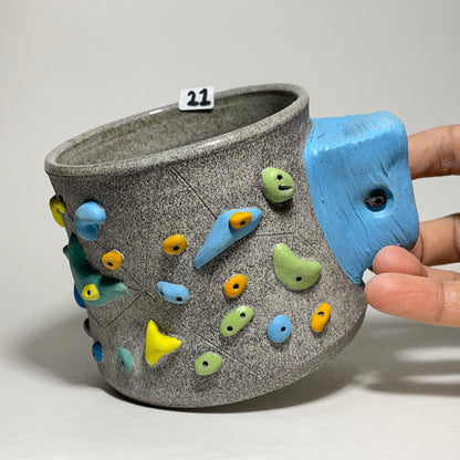 Climbing Cup - Hold Handle - Granite Clay (10-11oz)