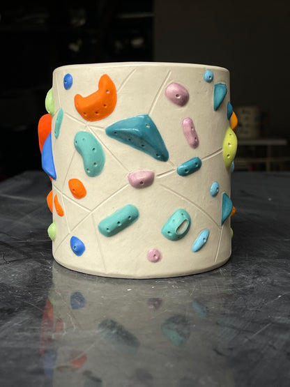 White Climbing Cup with RED Hold Handle - 12oz