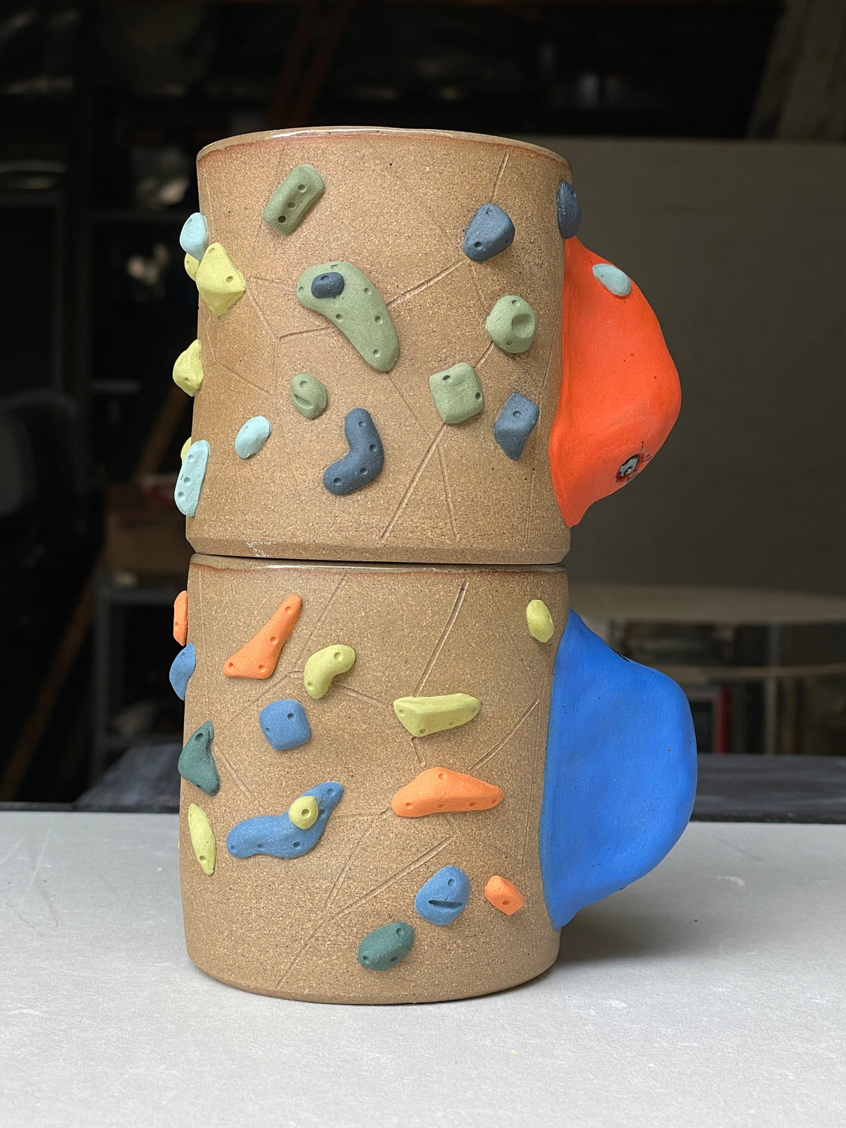 Toasty Brown PREORDER Climbing Cup with Hold Handle 12-14oz - Handsculpted