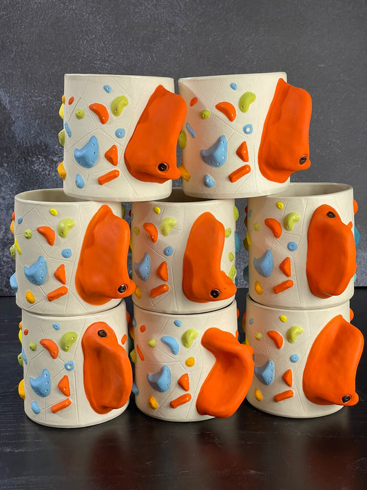 White Climbing Cup with Hold Handle - RED 12-14oz