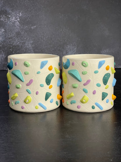 Detailed Holds - White Climbing Cup with Hold Handle - BLUE 12oz