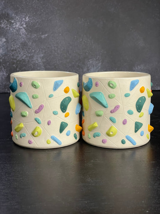 Detailed Holds - White Climbing Cup with Hold Handle - BLUE 12oz