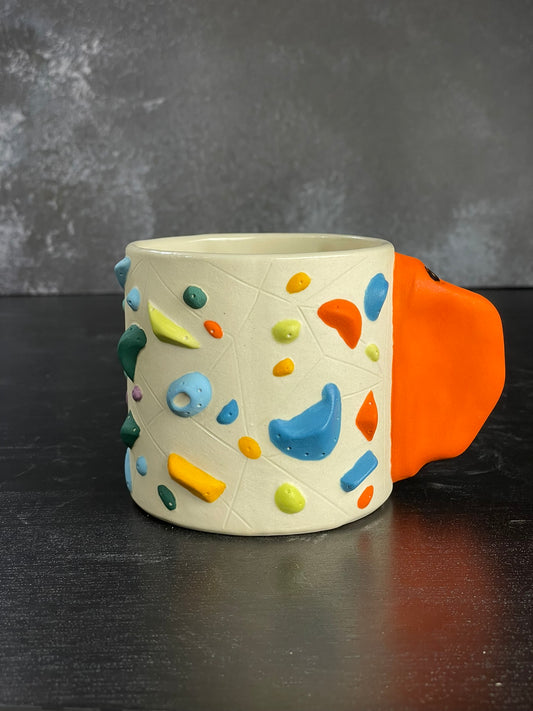 Detailed Holds - White Climbing Cup with Hold Handle - RED 12oz