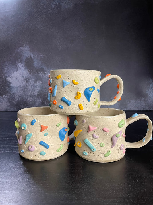 Buff Speckled Climbing Mug 12-14oz - Handsculpted