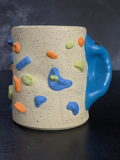 Buff Speckled Climbing Cup with Hold Handle - Handsculpted