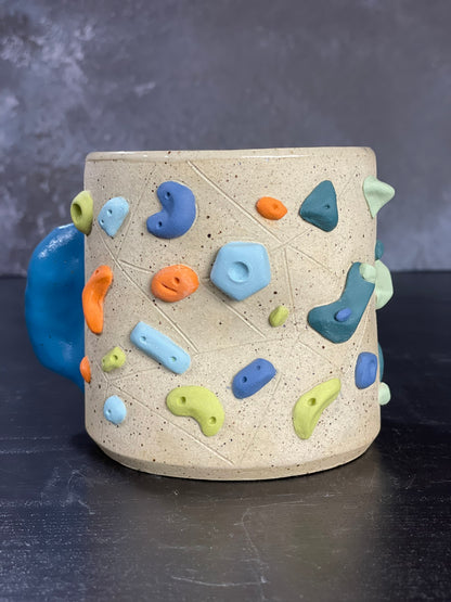 Buff Speckled Climbing Cup with Hold Handle - Handsculpted