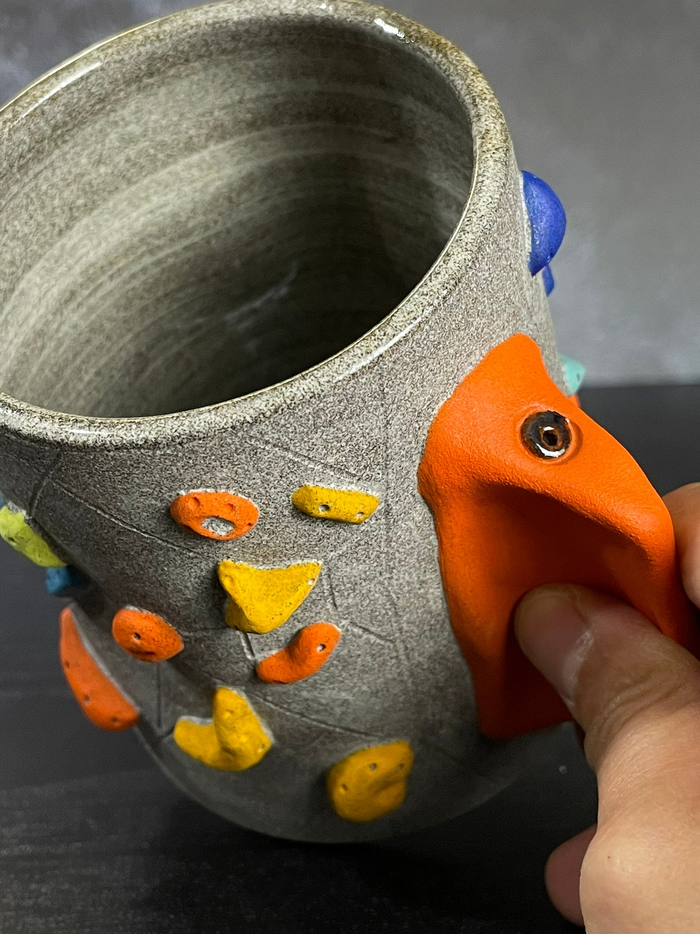 Granite Climbing Cup with Hold Handle 11-15oz - Handsculpted