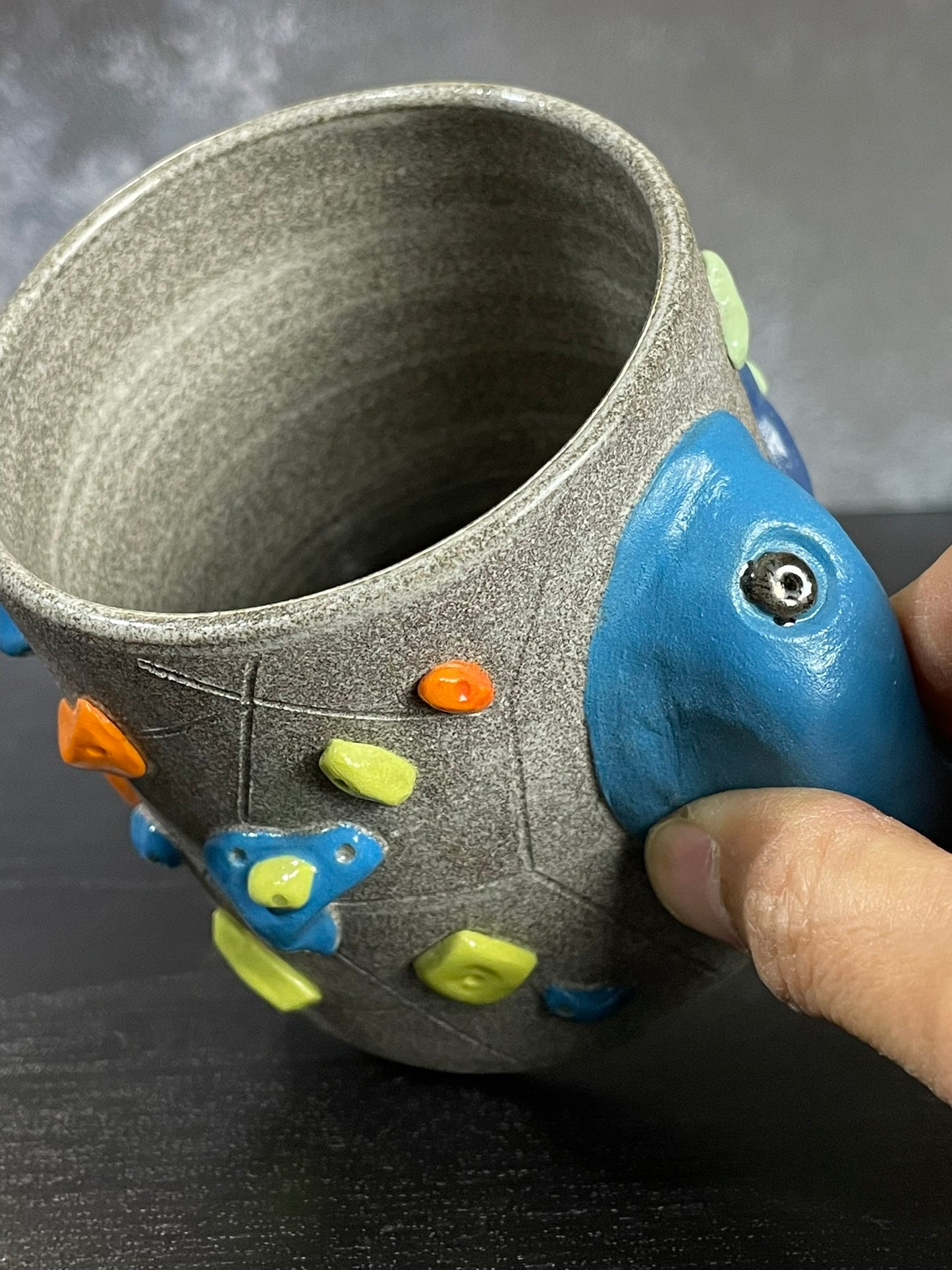 Granite Climbing Cup with Hold Handle 11-15oz - Handsculpted