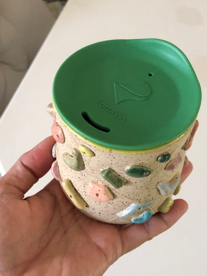 Boulder Cup Small with Green Lid (8oz) - Light Brown (PREORDER)